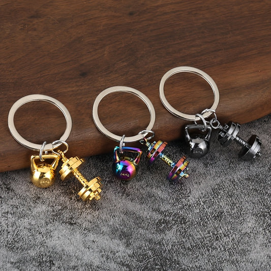 Fitness Dumbbell Keychain