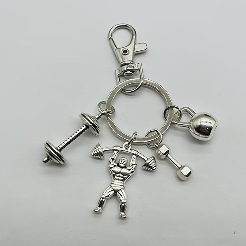 Gym, Barbell Dumbbell Bell Keychain