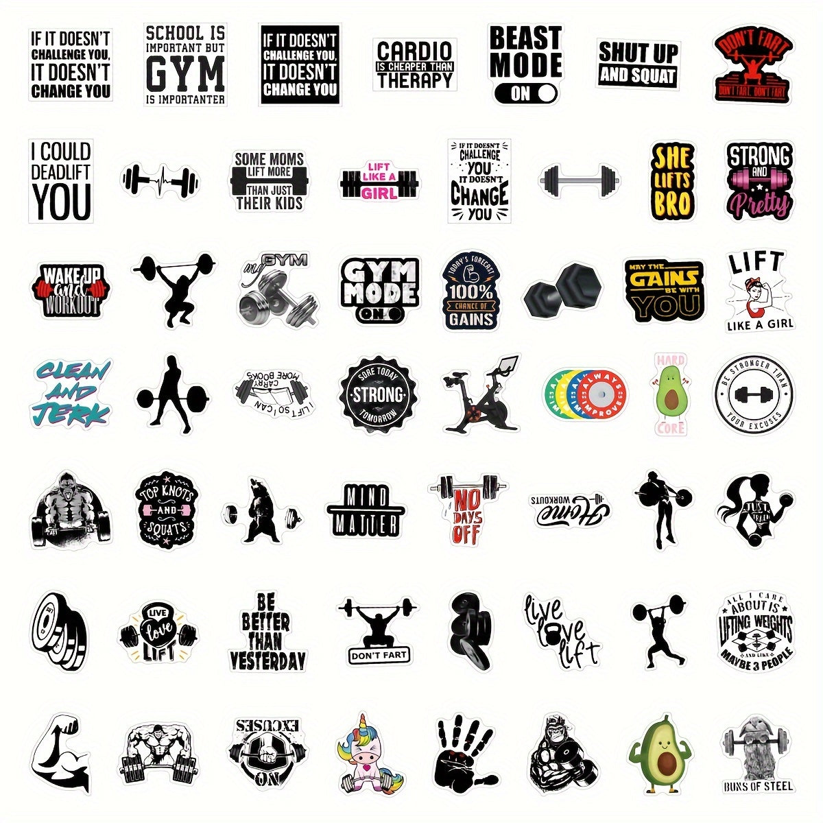 Fitness Sticker Set (50 pcs)