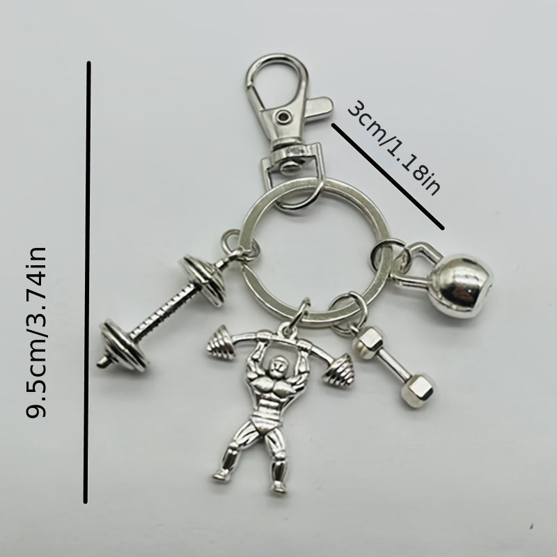 Gym, Barbell Dumbbell Bell Keychain