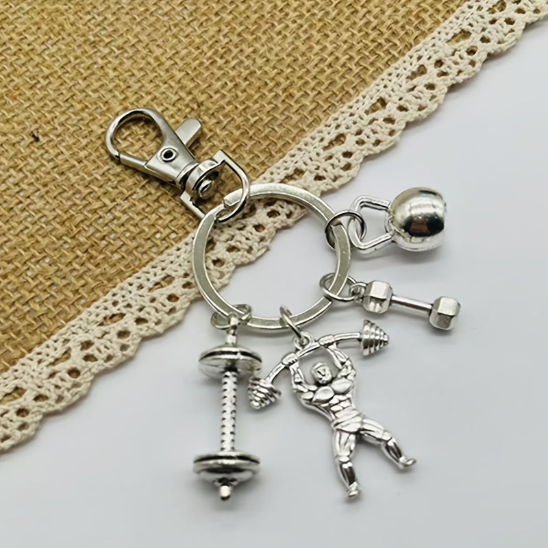 Gym, Barbell Dumbbell Bell Keychain